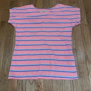 L.L. Bean Women’s Pink Shirt with Blue Stripes